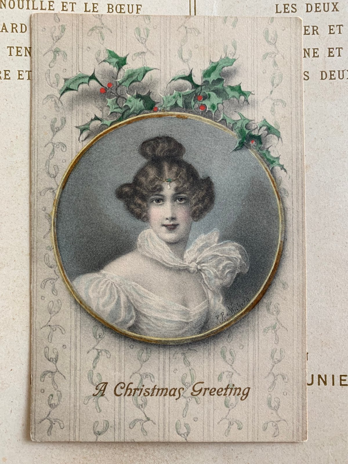 M.M. VIENNE - A Christmas Greeting - dame (SL), Ophalen of Verzenden, Voor 1920, Ongelopen, Overige thema's