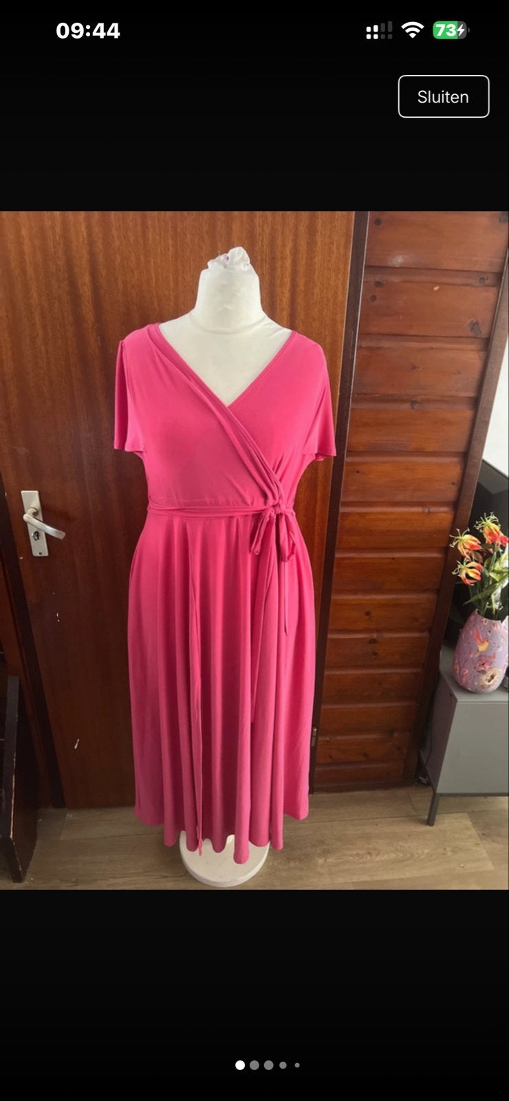 Roze wikkeljurk van Lady V London, maat 3XL (UK 20), Maat 46/48 (XL) of groter, Ophalen of Verzenden, Zo goed als nieuw, Roze