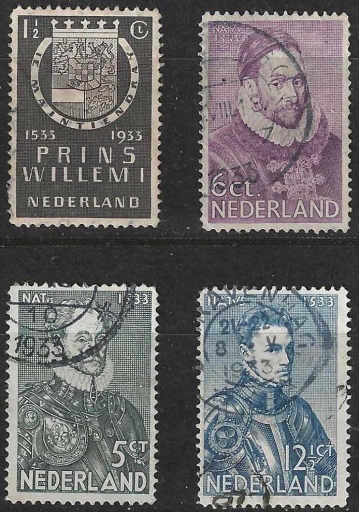 Nederland 1933 - Yvert 249-252 - Willem I van Oranje (ST), Verzenden, Gestempeld