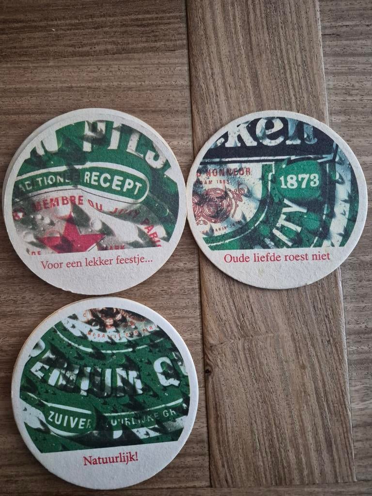3 verschillende Heineken bierviltjes, Verzamelen, Biermerken, Ophalen of Verzenden