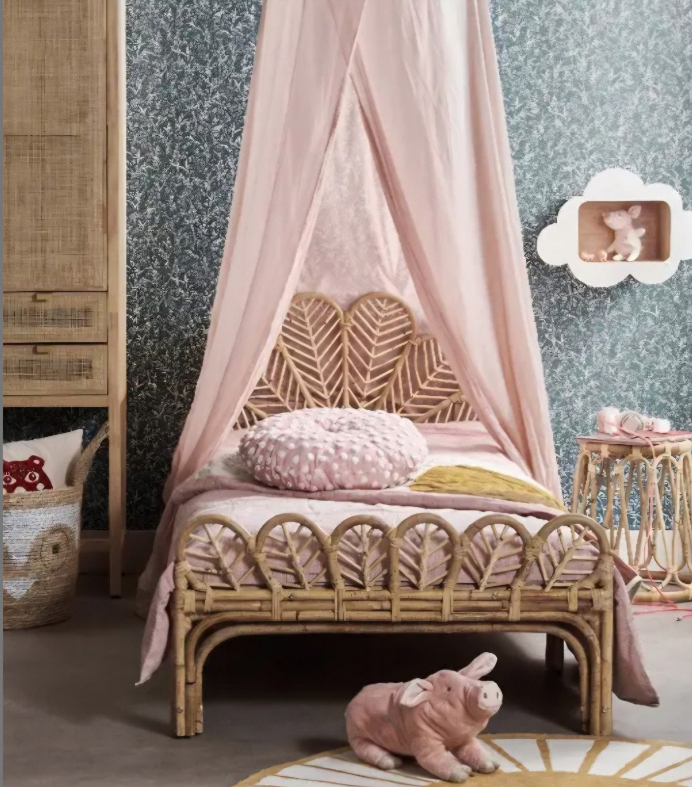 Rotan Kinderbed, Kinderen en Baby's, Kinderkamer | Bedden, Ophalen, Zo goed als nieuw, 180 cm of meer, 70 tot 85 cm