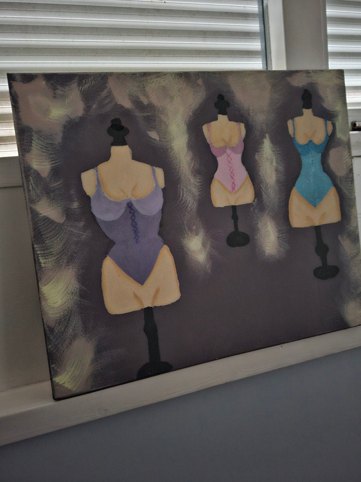 Drie dames in badpak, Ophalen, Minder dan 50 cm, Schilderij