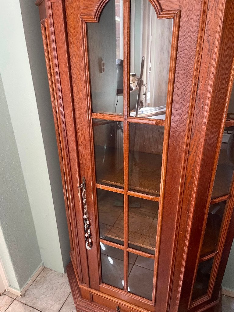 Vitrine kast, Ophalen, Gebruikt, Met deur(en), Eikenhout