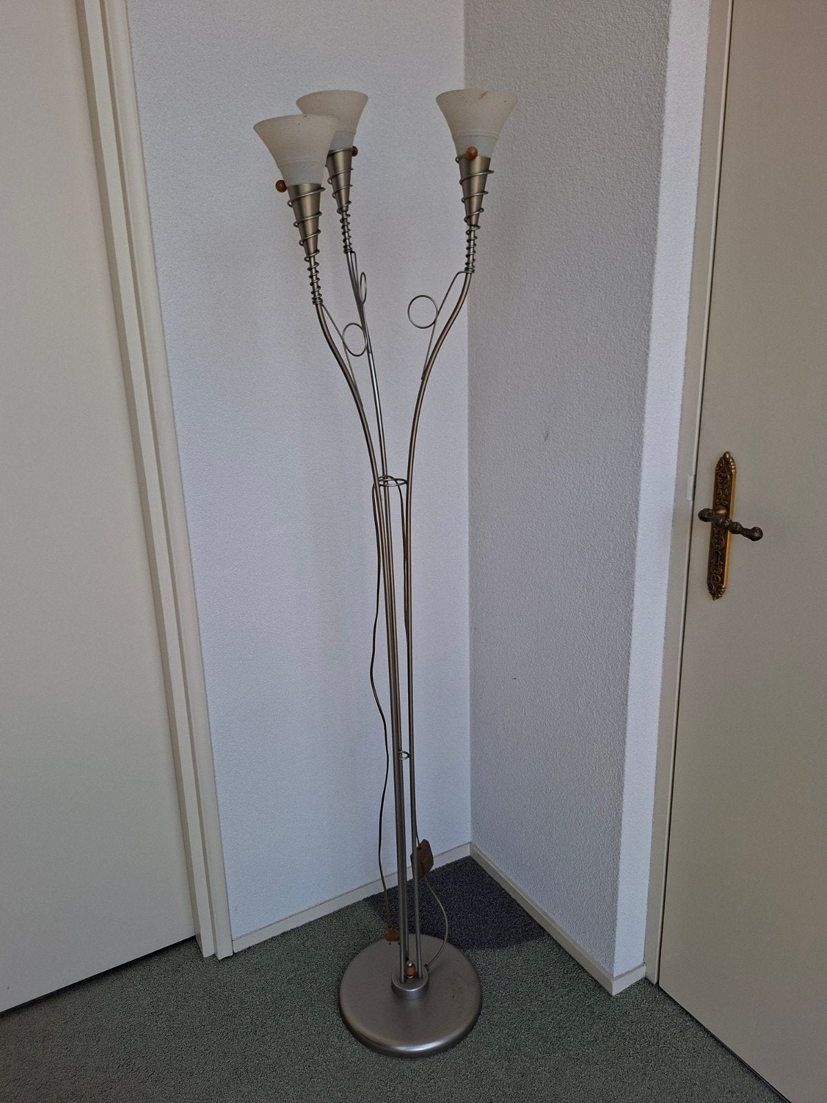 Moderne staande lamp met 3 lichtpunten, Huis en Inrichting, Ophalen, Gebruikt, E14 (klein), Glas