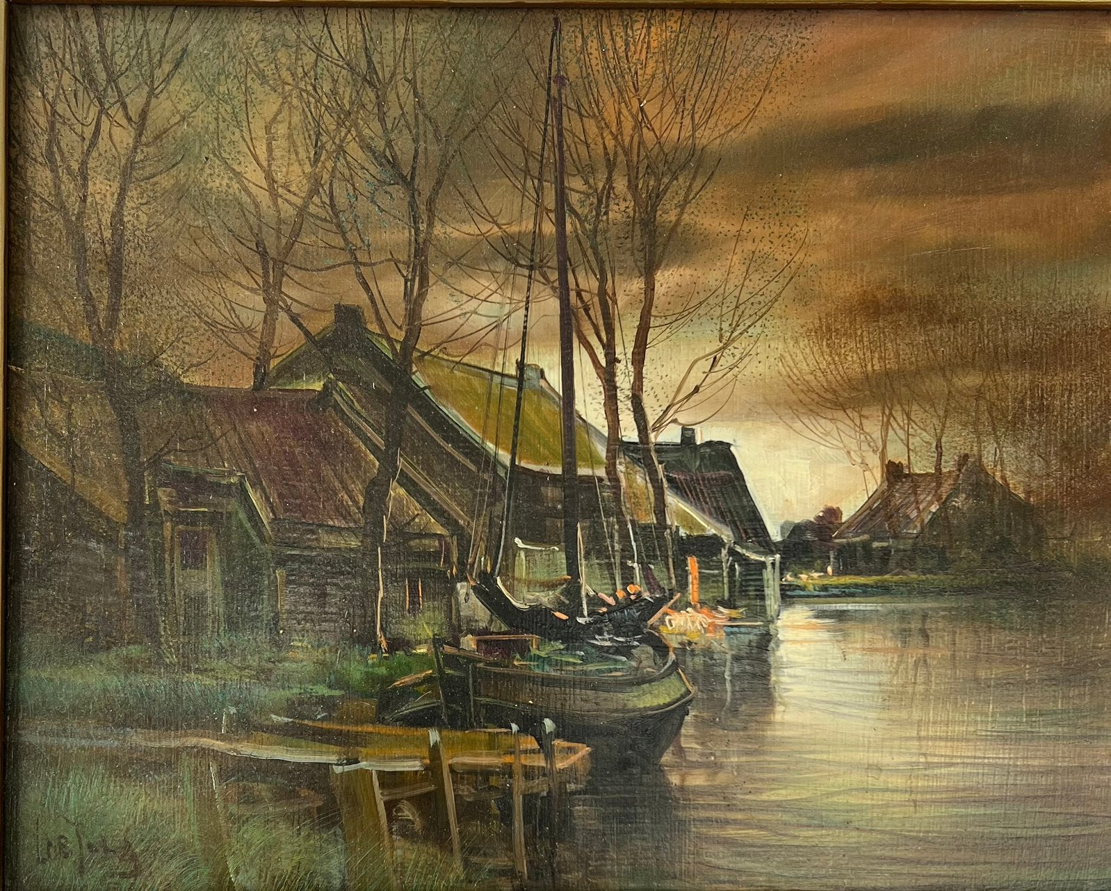 Paneel van Lambertus de Jong, geboren 25-2-1919, Antiek en Kunst, Ophalen, Origineel werk, Olieverf, Paneel