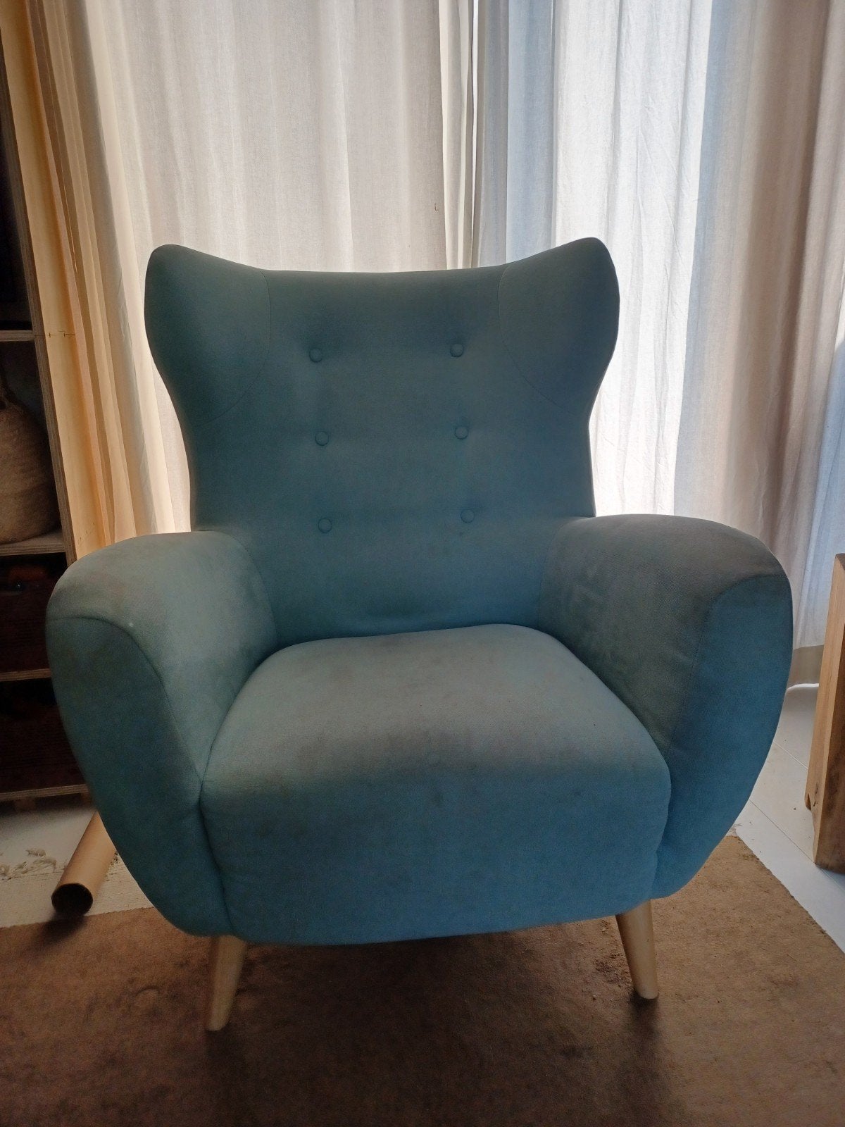 Patio fauteuil mintgroen/lichtblauw Kave, Ophalen, Gebruikt, 75 tot 100 cm, Stof