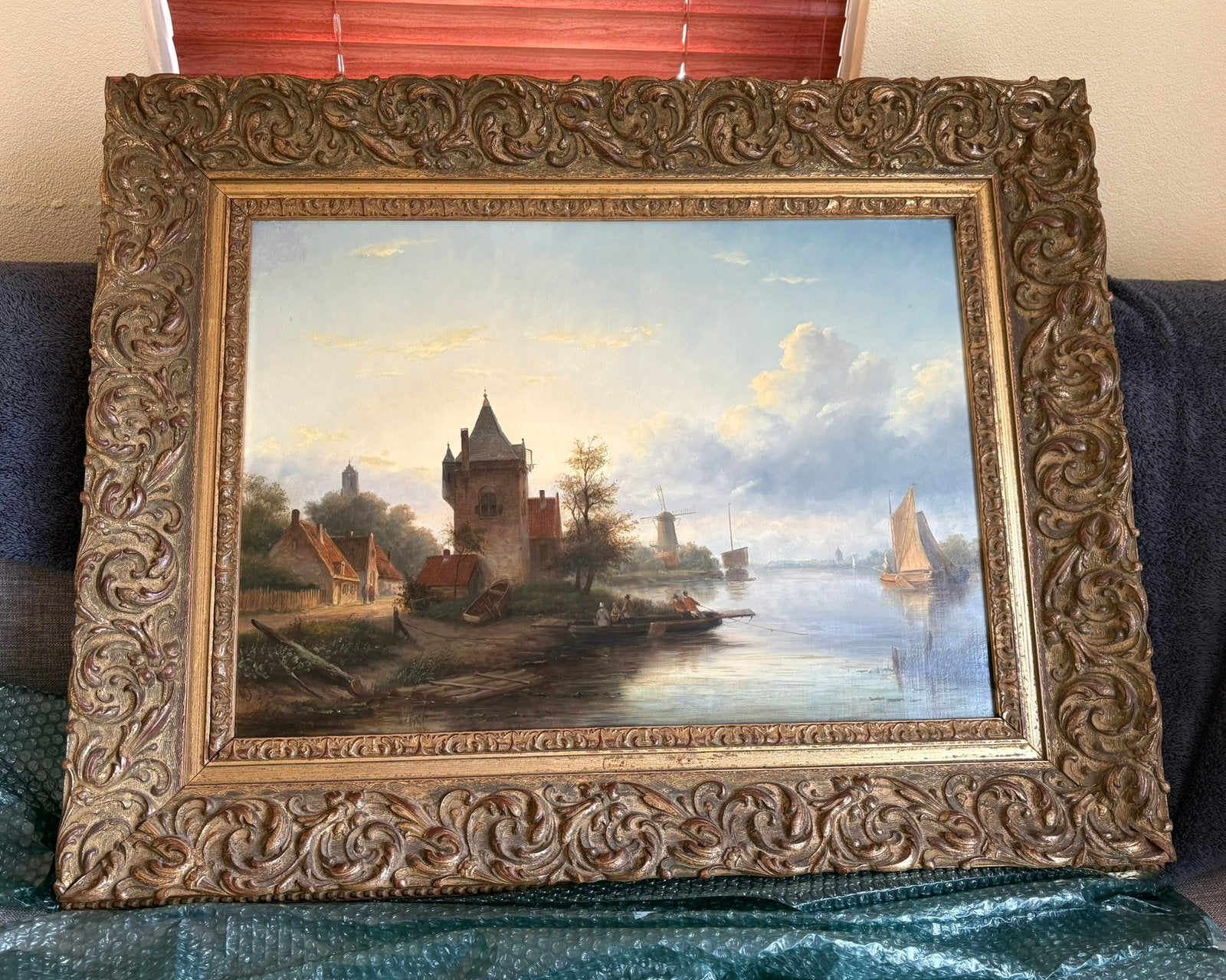 Hollands riviergezicht / olieverfschilderij, Antiek en Kunst, Kunst | Schilderijen | Klassiek, Ophalen