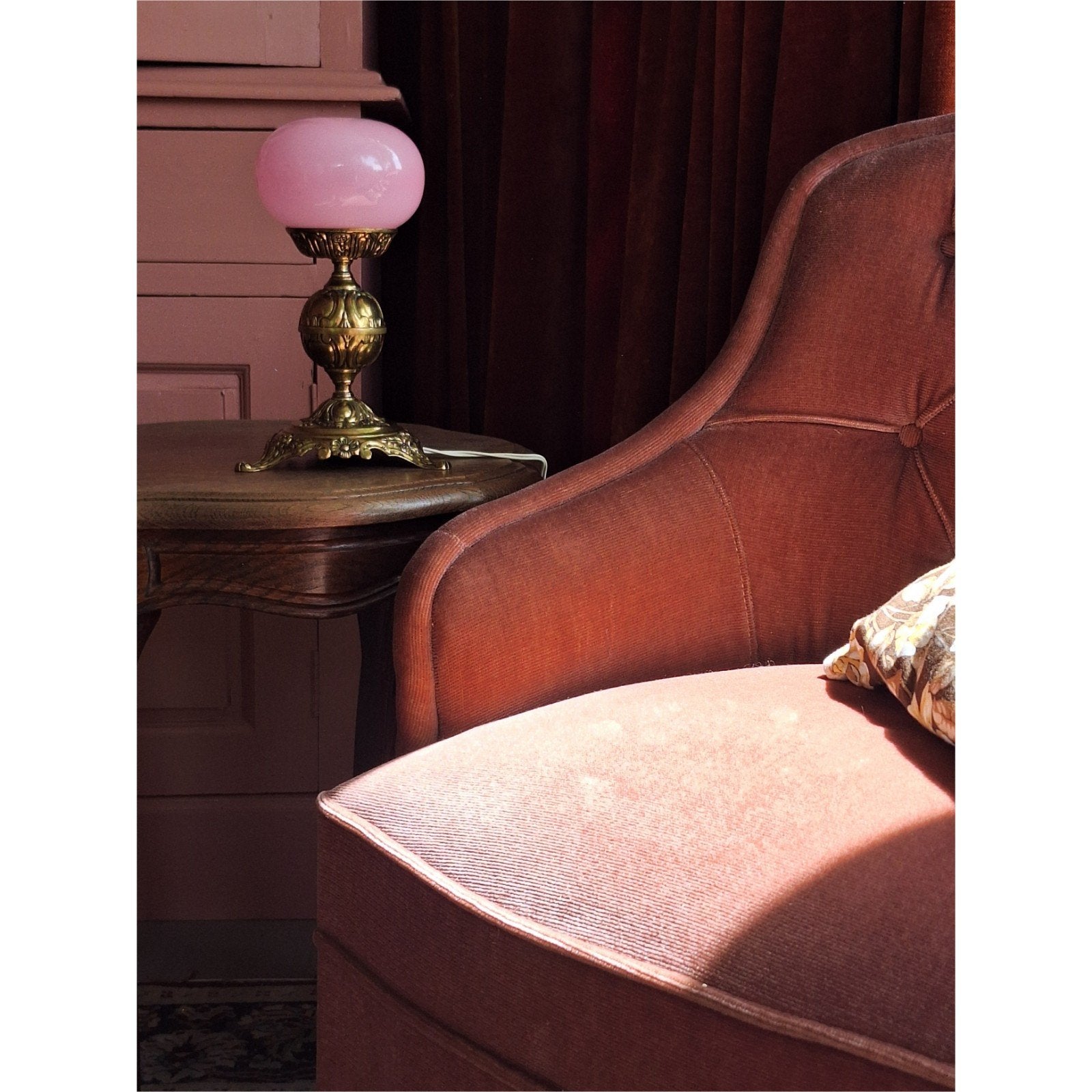 Prachtige tafellamp met roze opaline, Ophalen of Verzenden, Minder dan 50 cm