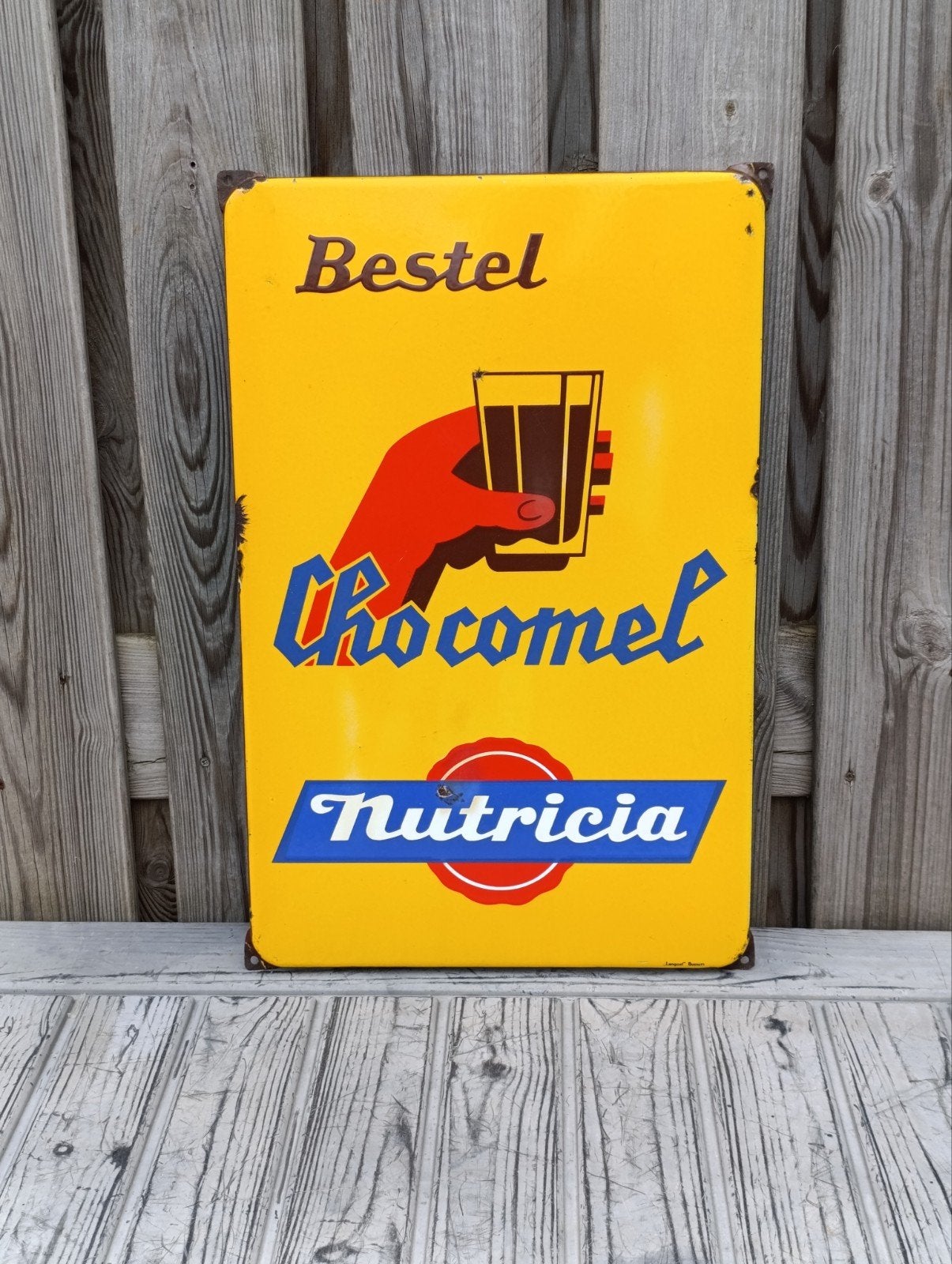 Nutricia Chocomel Emaille Reclamebord - Origineel 1954, Ophalen of Verzenden