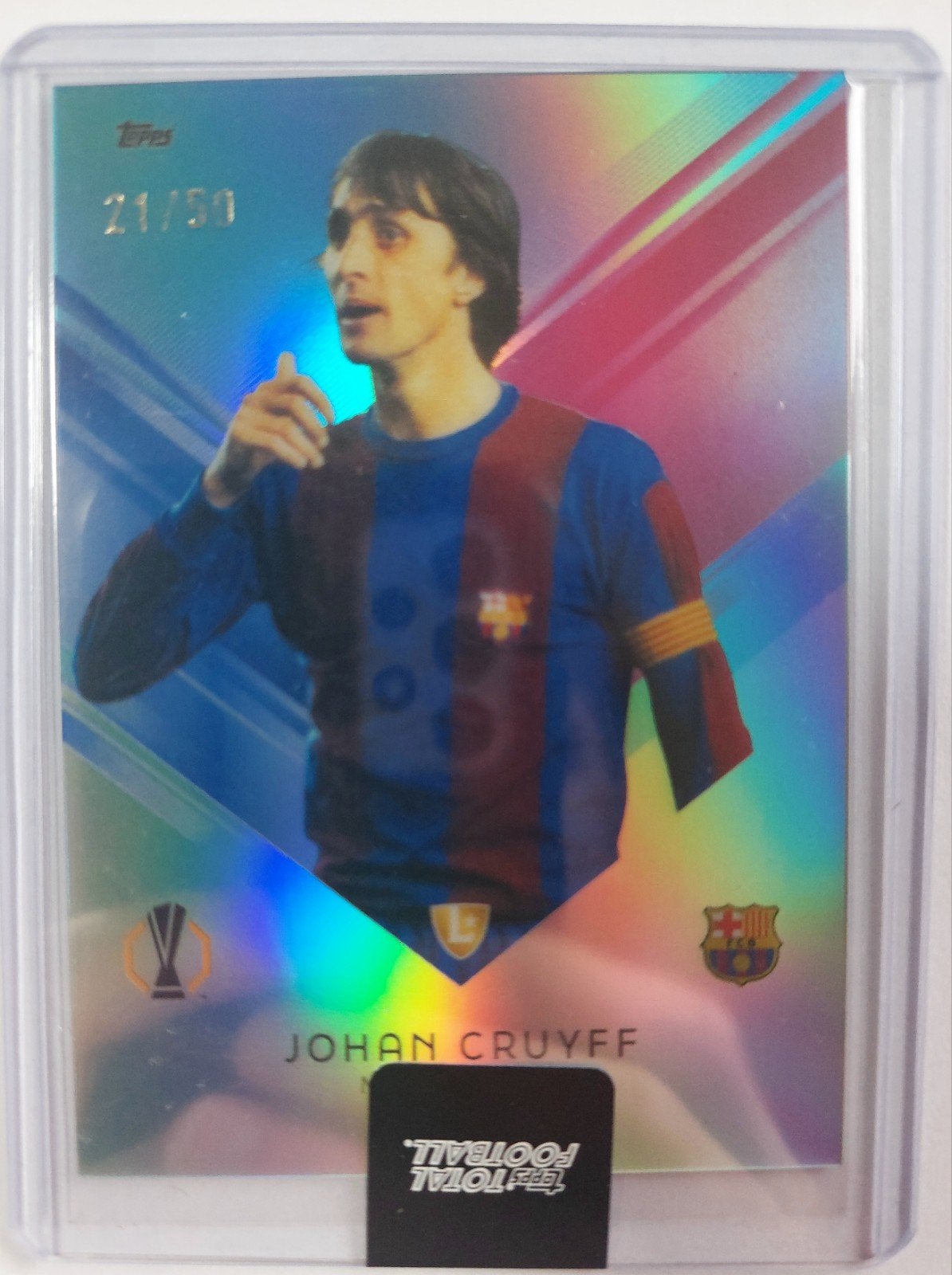 Johan Cruyff Topps Total Football Barcelona kaart 21/50, Verzamelen, Ophalen of Verzenden, Zo goed als nieuw, Buitenlandse clubs