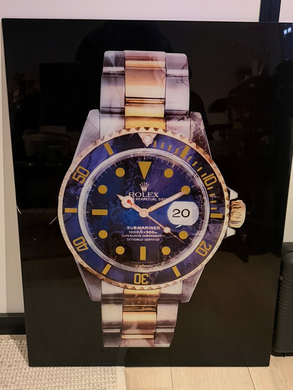 Ter Halle Rolex Submariner glasschilderij 6080 Mancave, Ophalen of Verzenden, Glas