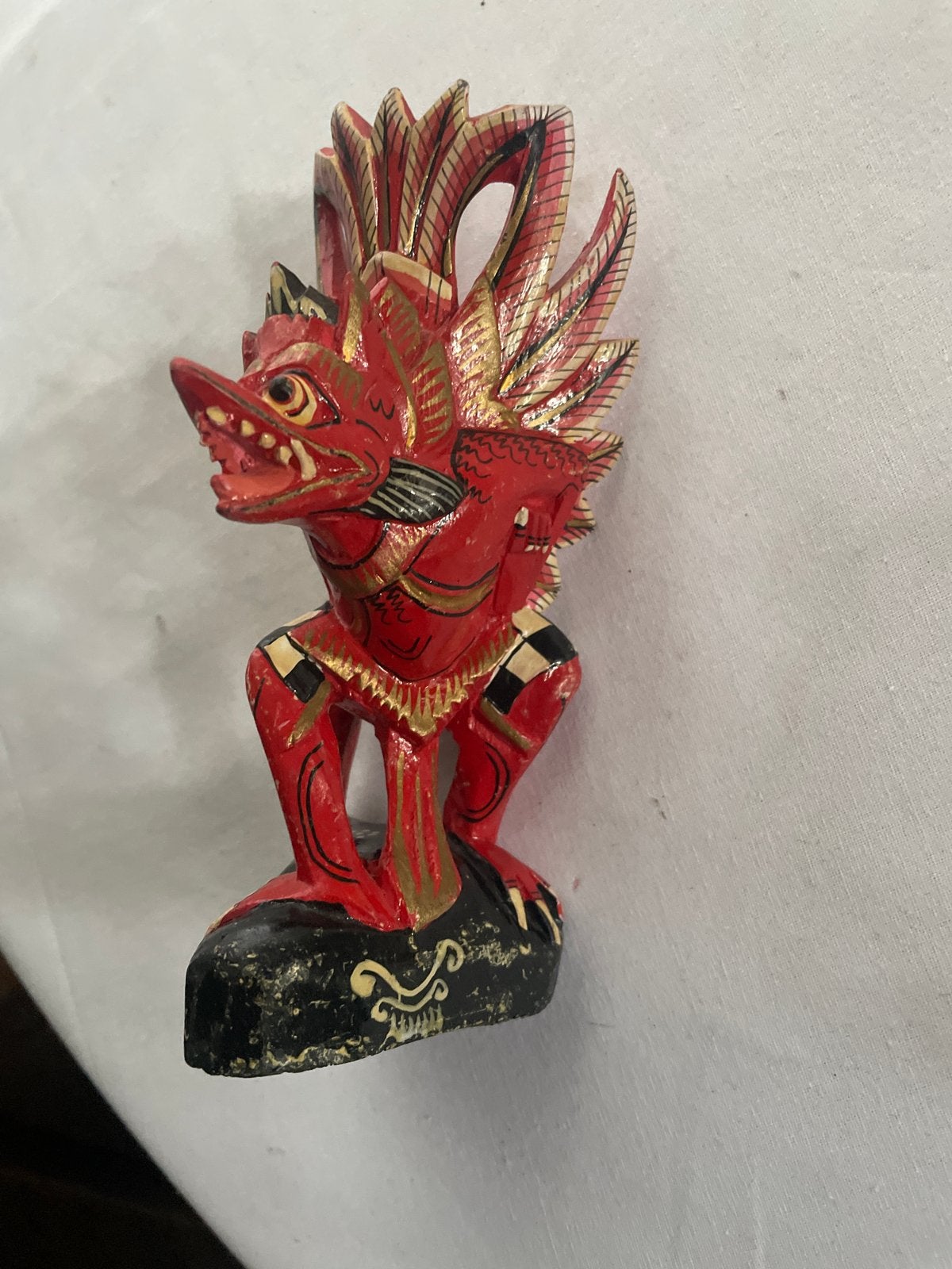 Set van 2 Balinese Houten Beelden: Garuda en Barong Masker, Overige onderwerpen, Minder dan 20 cm, Ophalen of Verzenden, Beeld