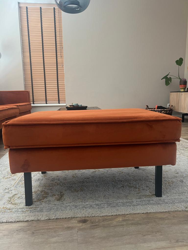 BePureHome  hocker - Velvet Oranje/ roest, Huis en Inrichting, Banken | Bankstellen, Ophalen, 250 tot 300 cm, Gebruikt, Driepersoons