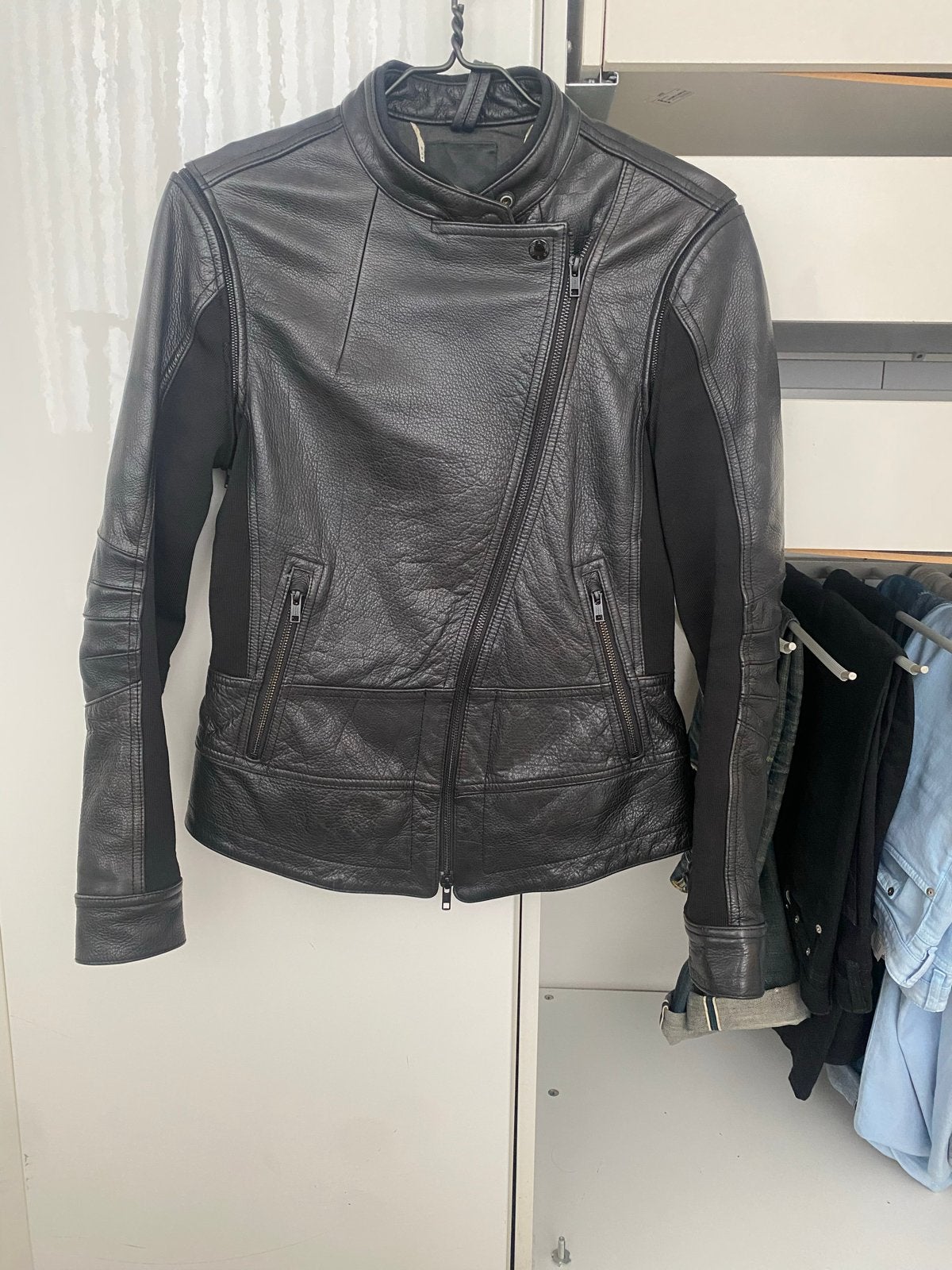 Denham Danna R&D Leren Bikerjack Zwart Maat M, Verzenden, Zo goed als nieuw, Maat 38/40 (M), Zwart