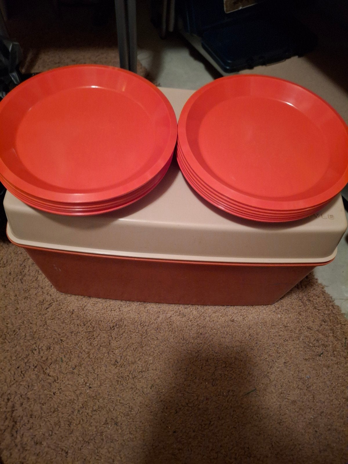 Vintage camping borden (12 stuks) met opbergbak, Ophalen, Gebruikt