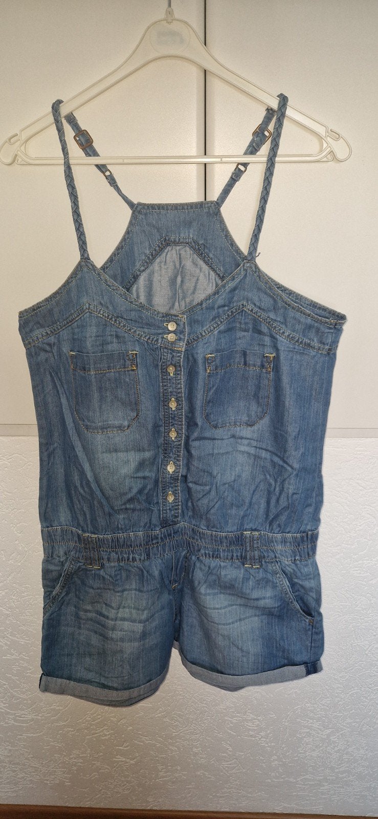 EDC Spijker Playsuit Maat L ZGAN, Kleding | Dames, Jumpsuits, Blauw, Maat 42/44 (L), Ophalen of Verzenden, Zo goed als nieuw