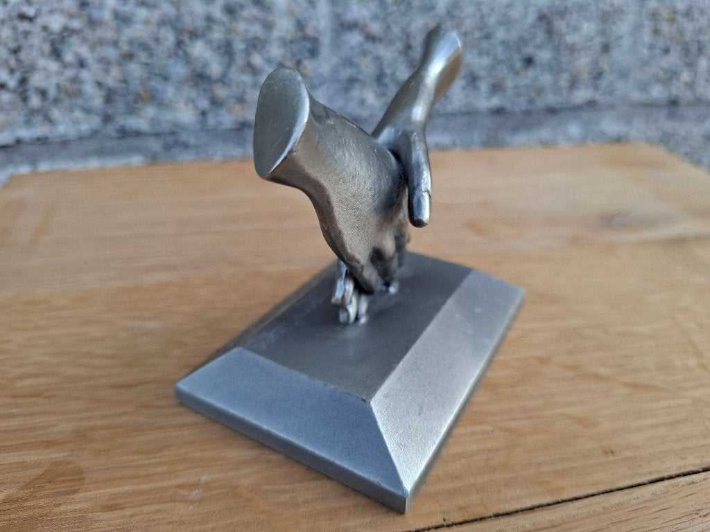 beeld de handdruk van tin, Antiek en Kunst, Ophalen of Verzenden