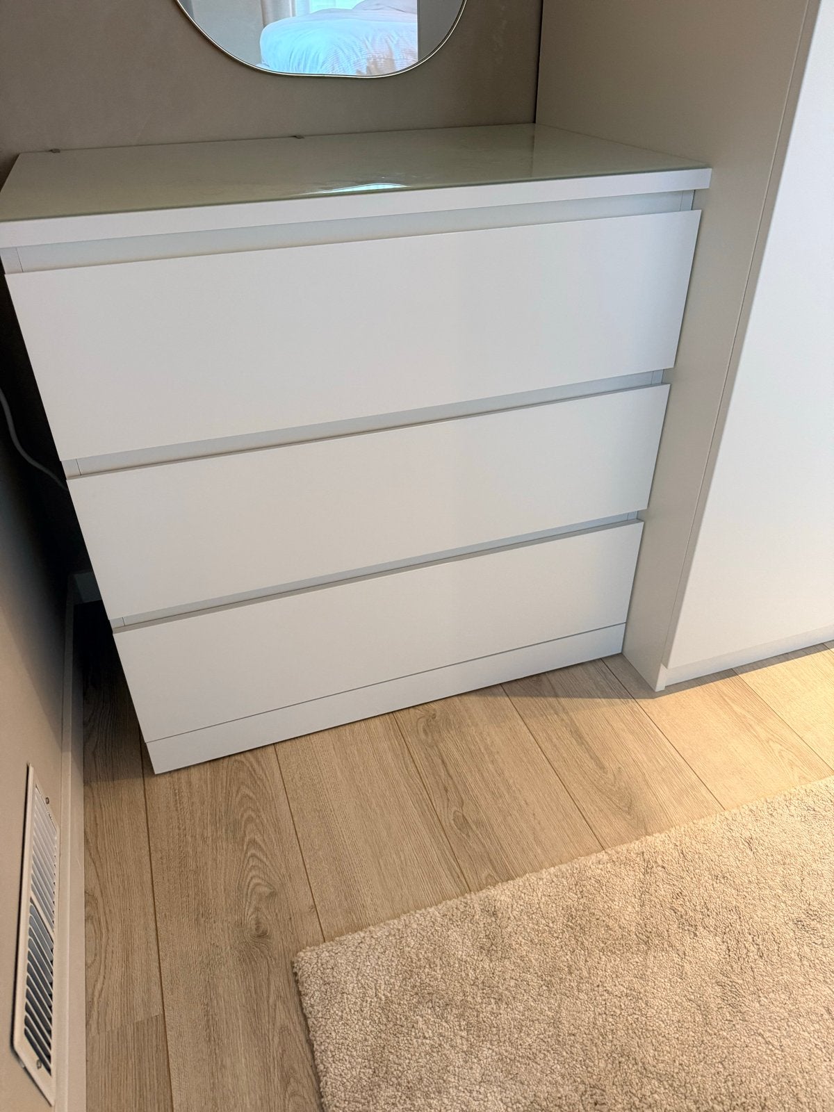 IKEA Malm ladekast met 3 lades en glasplaat, Ophalen, 50 tot 100 cm, 3 of 4 laden, Minder dan 100 cm
