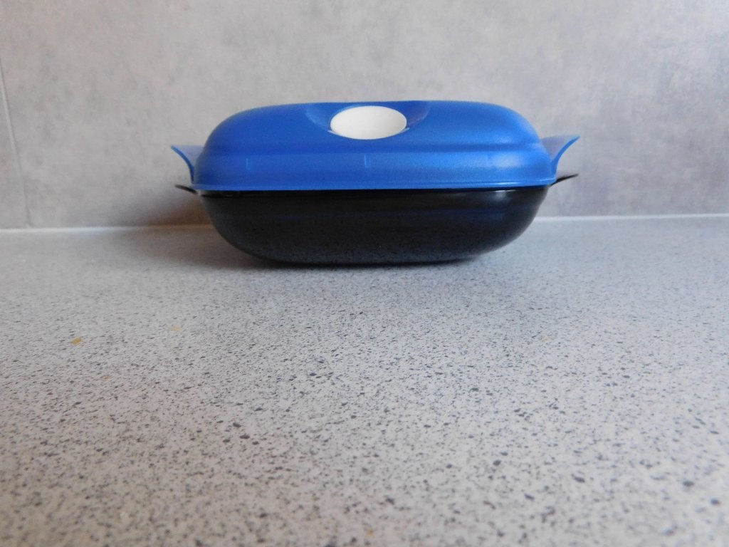 Tupperware Micropop Magnetronschaal Blauw - 475 ml, Schaal, Blauw, Ophalen of Verzenden, Zo goed als nieuw