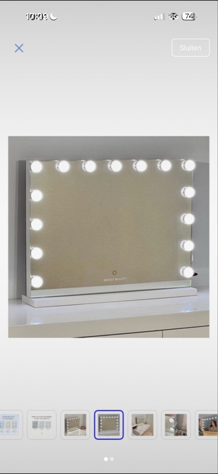 Bright Beauty Hollywood Spiegel - Nieuw in doos, Ophalen, Nieuw, Rechthoekig, 75 tot 100 cm