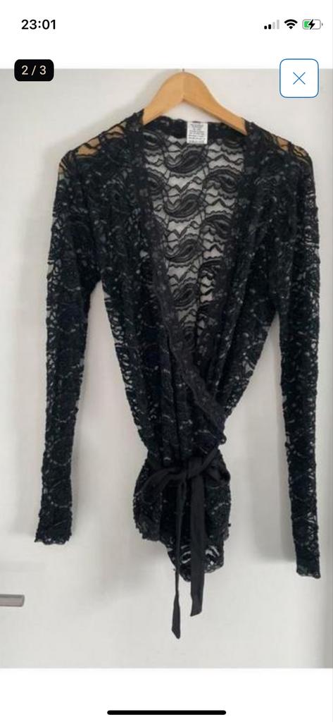 Occo Paris Zwart Kanten Overgooier/Bolero Maat M, Zwart, Zo goed als nieuw, Lange mouw, Ophalen