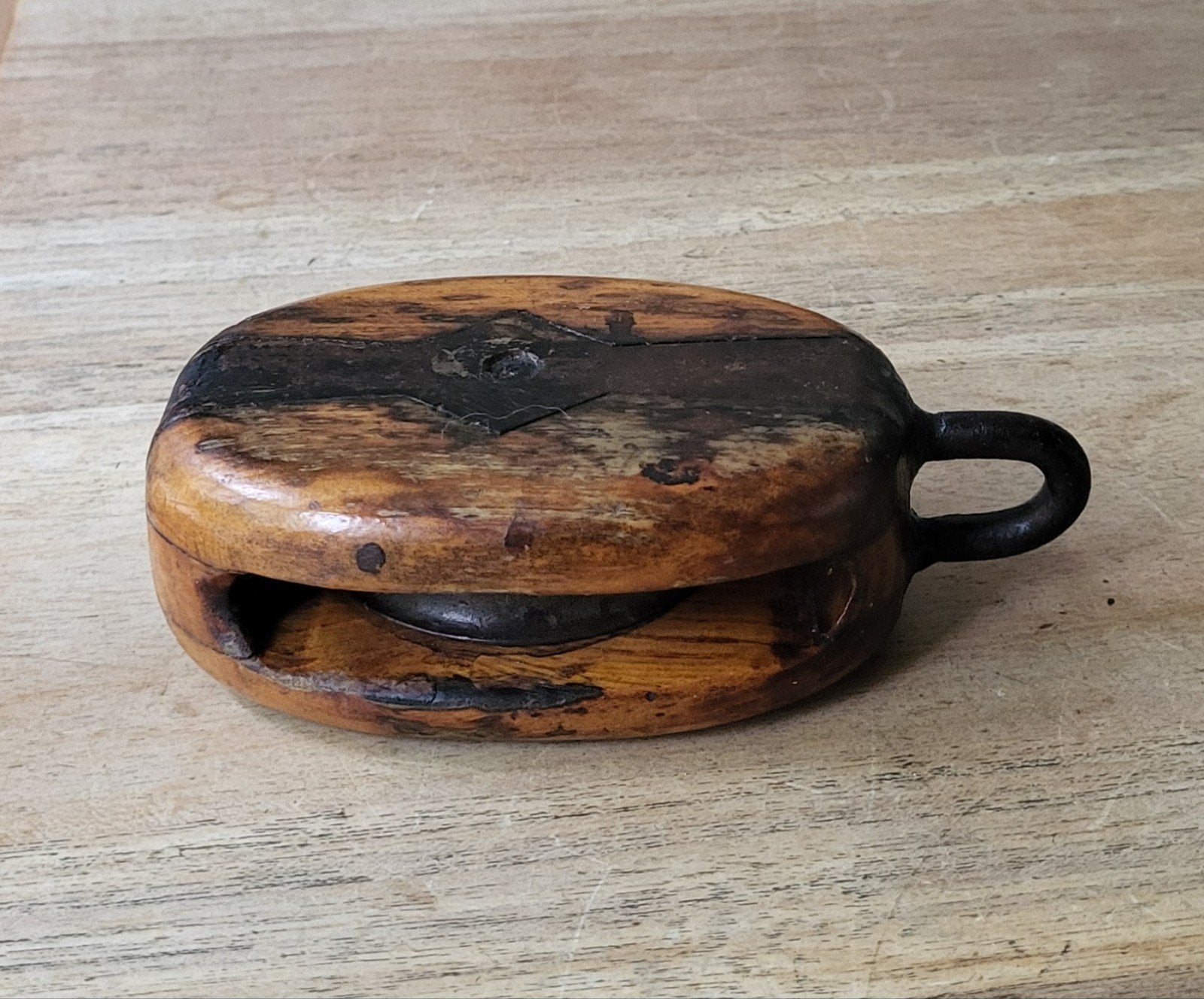 Oude houten katrol, Ophalen of Verzenden