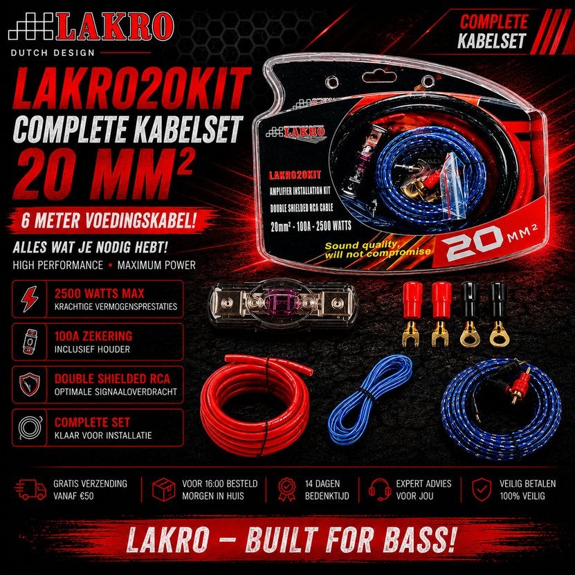 LAKRO20KIT - Complete Kabelset - Lakro - 20 mm2 - 6 meter +, Auto diversen, Ophalen of Verzenden, Nieuw