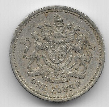 Verenigd Koninkrijk 1 pound 1983 "Royal Arms" KM# 933 (2), Ophalen of Verzenden, Overige landen, Losse munt