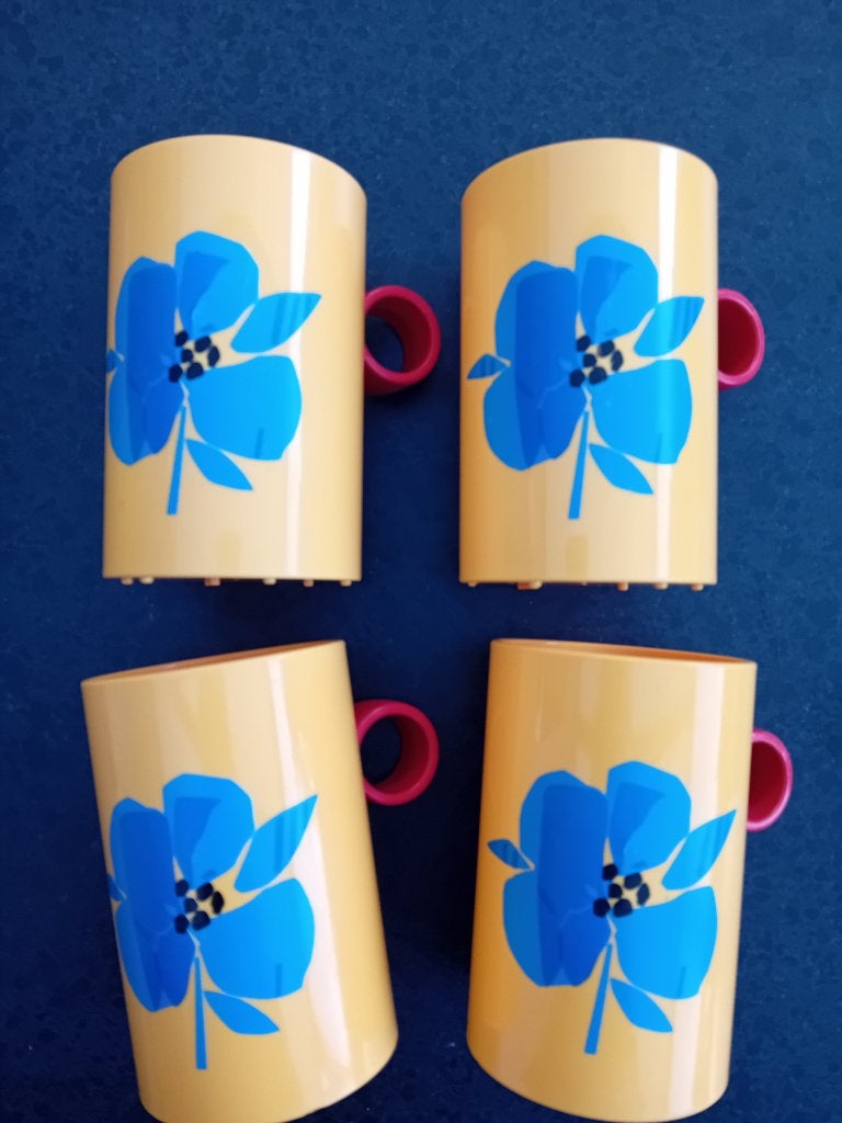 4 x kunststof beker COPPIA jaren 80/ camping / retro, Kunststof, Gebruikt, Overige merken, Vintage