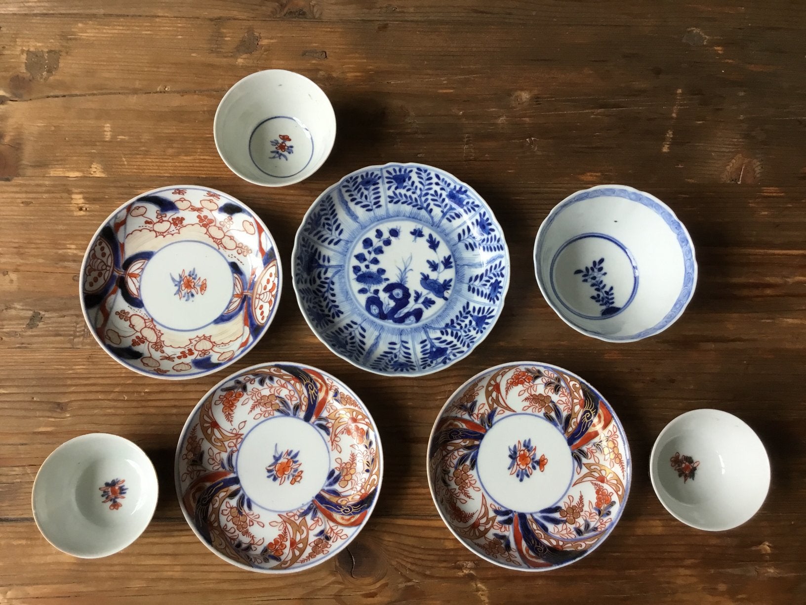 Antiek porselein 4 kop schotels chinees chinese Japans, Antiek en Kunst, Ophalen of Verzenden