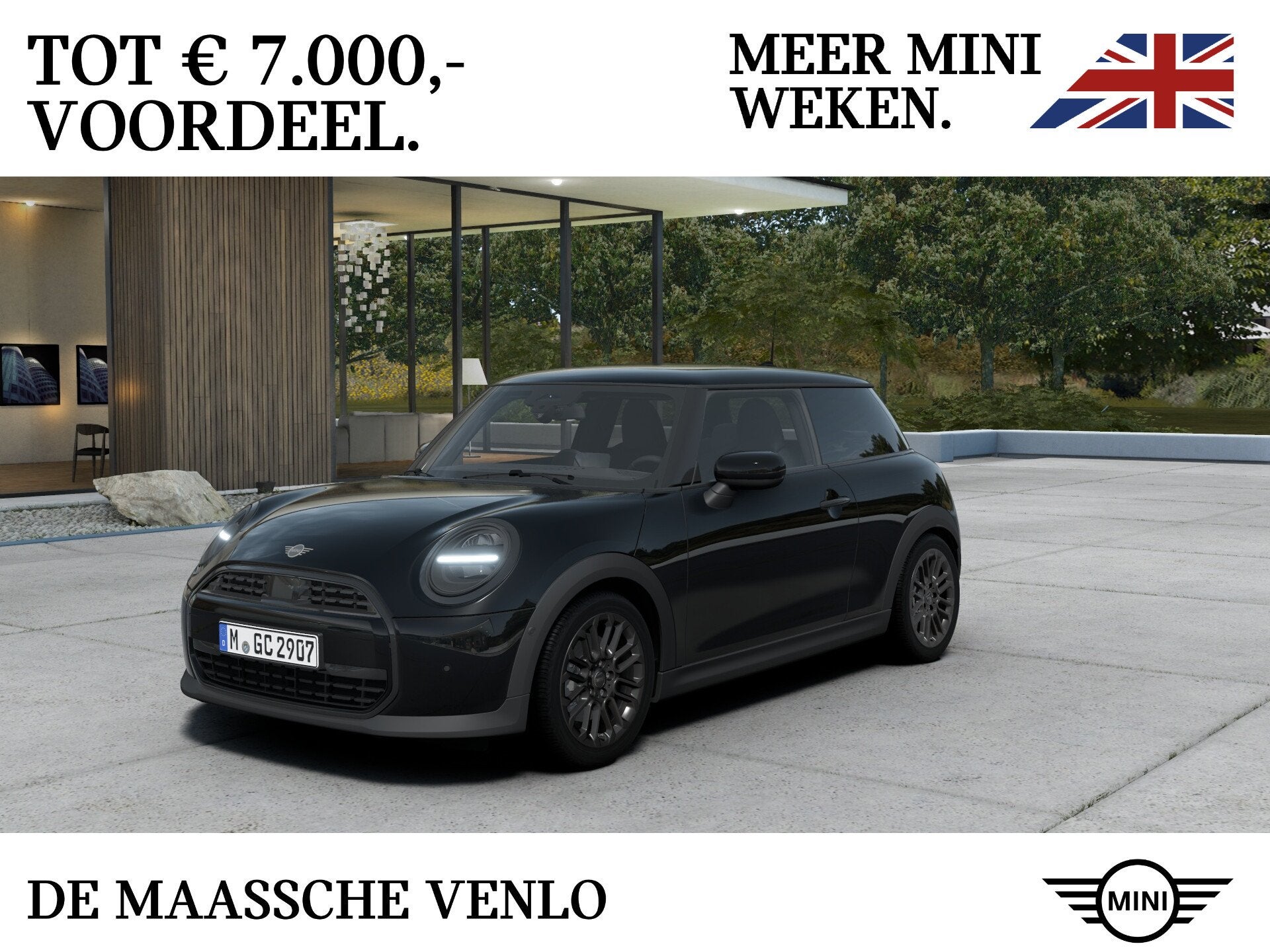 MINI Hatchback Cooper C Automaat / Blackyard / 17" U-Spoke g, Zwart, 156 pk, 4 stoelen, Zwart
