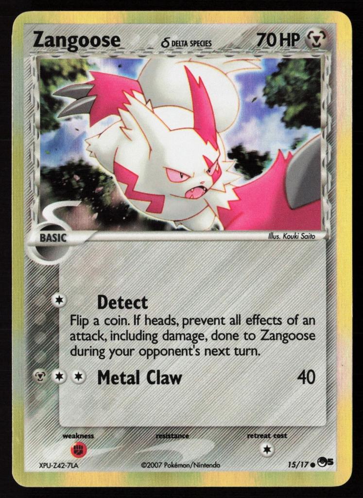 2007 Pokemon POP Series 5 Zangoose Delta Species 015 Holo, Hobby en Vrije tijd, Ophalen of Verzenden, Zo goed als nieuw, Losse kaart