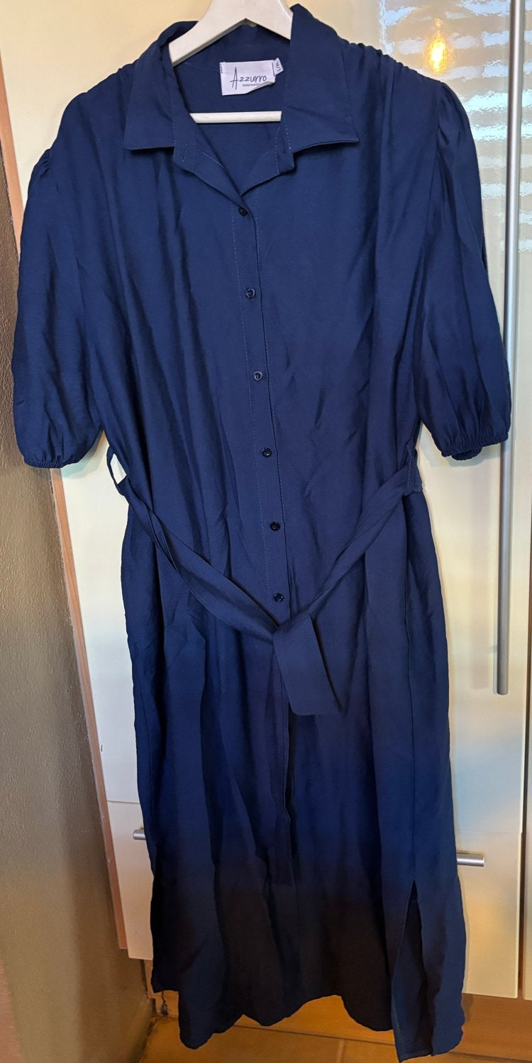 Nieuwe Azzurro blauwe ruimvallende jurk L/XL (48/50), Ophalen of Verzenden, Nieuw, Blauw