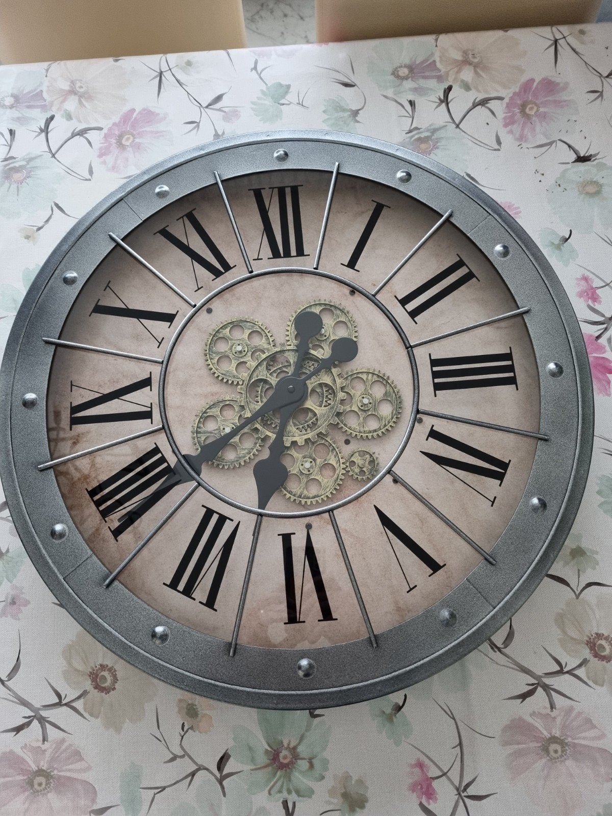 Grote industriële wandklok met zichtbaar uurwerk, Ophalen, Wandklok, Analoog, Zo goed als nieuw