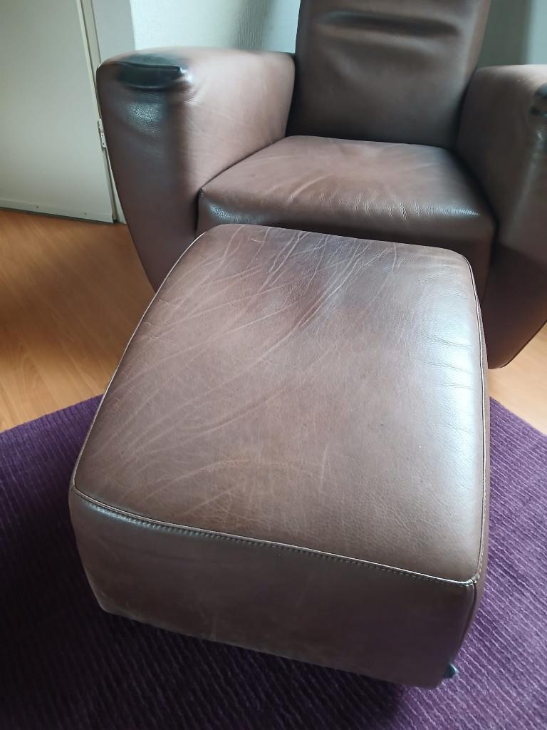 2x Gerard van den Berg voor Label: Longa + hockers, Huis en Inrichting, Fauteuils, Ophalen, Gebruikt, 75 tot 100 cm, Leer
