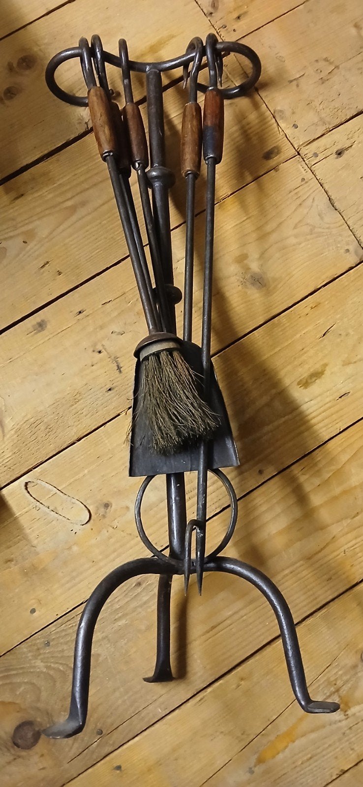 Antieke haardset met houtschaal, Huis en Inrichting, Haarden, Ophalen, Gebruikt, Vrijstaande haard, Houthaard