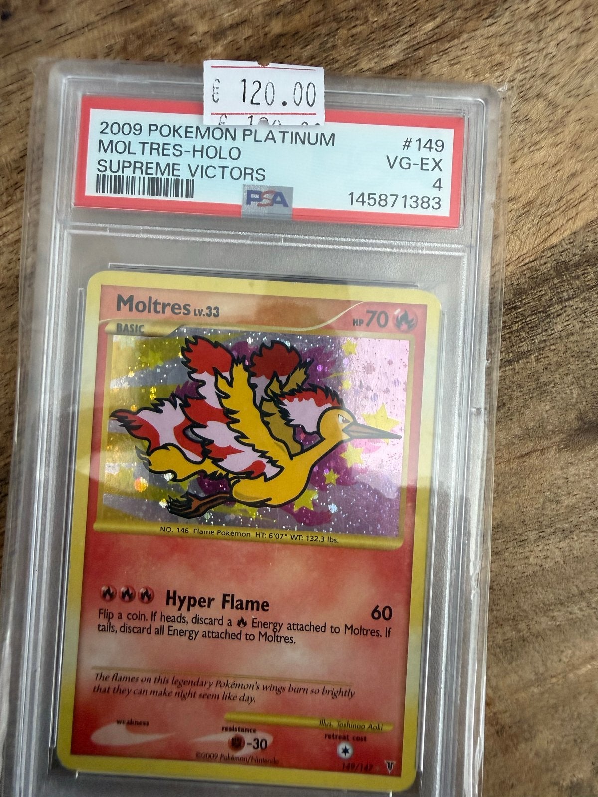2009 Pokémon Platinum Moltres-Holo PSA 4 VG-EX, Ophalen of Verzenden, Gebruikt, Losse kaart, Foil