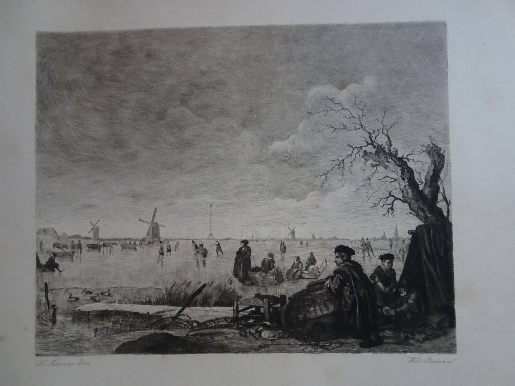 ets ijsvermaak, schaatsers en eenden jagers W. Steelink, Antiek en Kunst, Verzenden