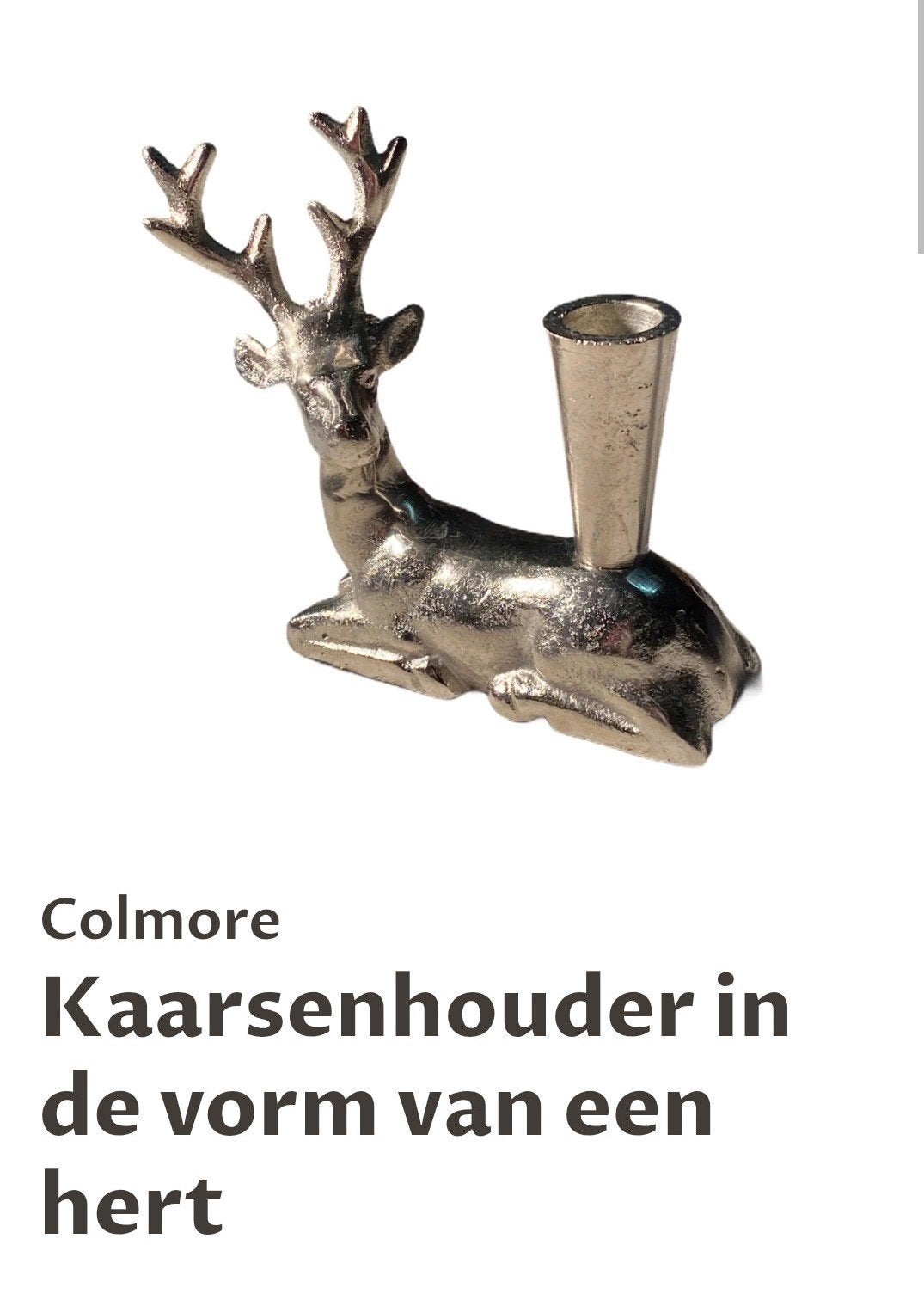Colmore Kaarsenhouder Hert - Zilverkleurig, Ophalen of Verzenden, Zo goed als nieuw, Kandelaar, Zilver