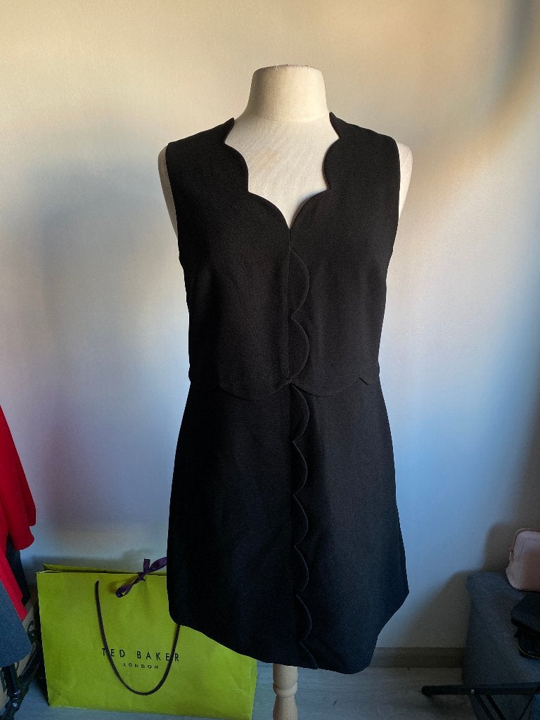 Ted Baker jurk zwart met geschulpte details, maat 38, Maat 38/40 (M), Zwart, Ophalen of Verzenden, Zo goed als nieuw