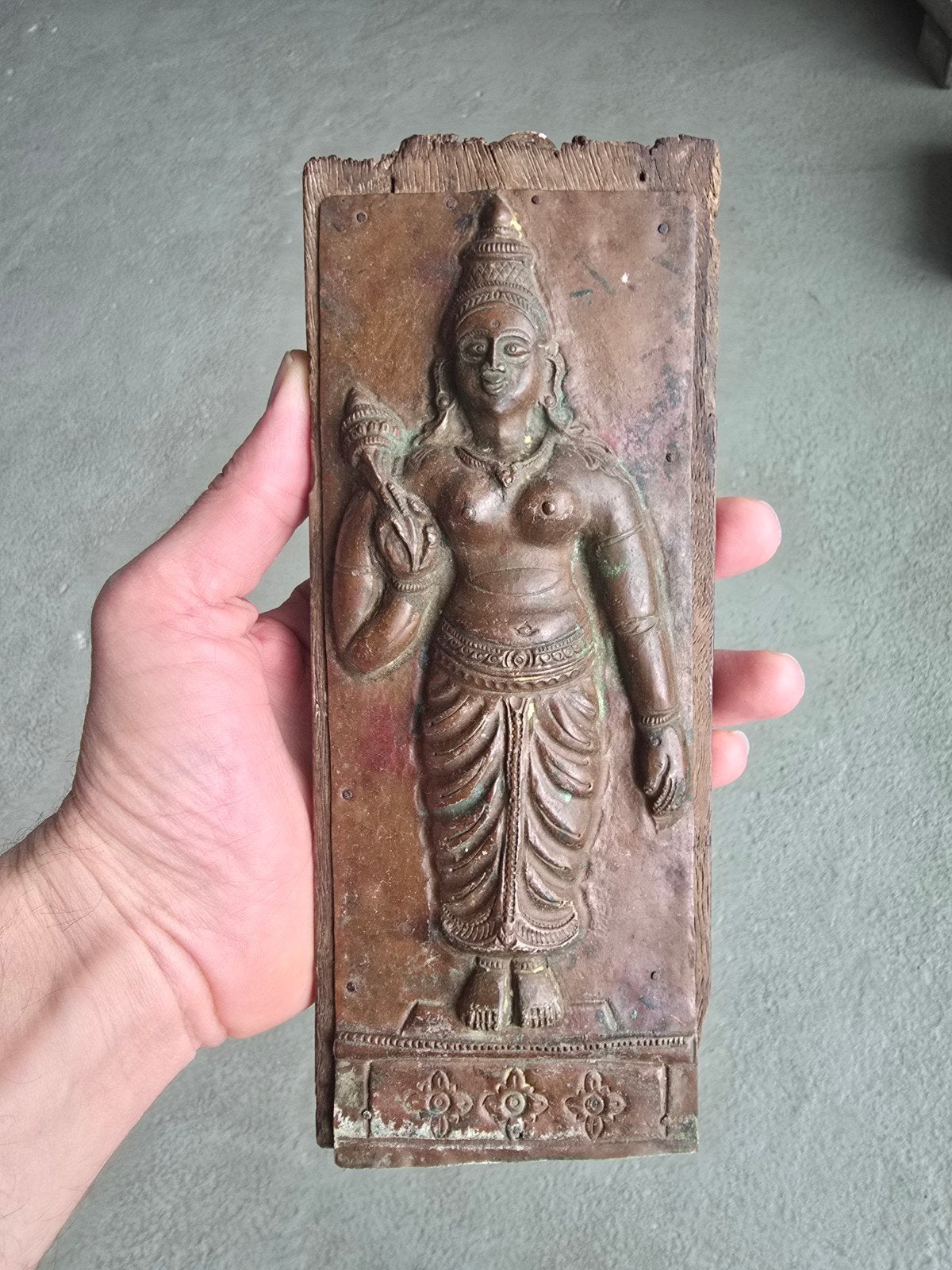 indisch antiek koper plaquette, Antiek en Kunst, Ophalen of Verzenden, Koper