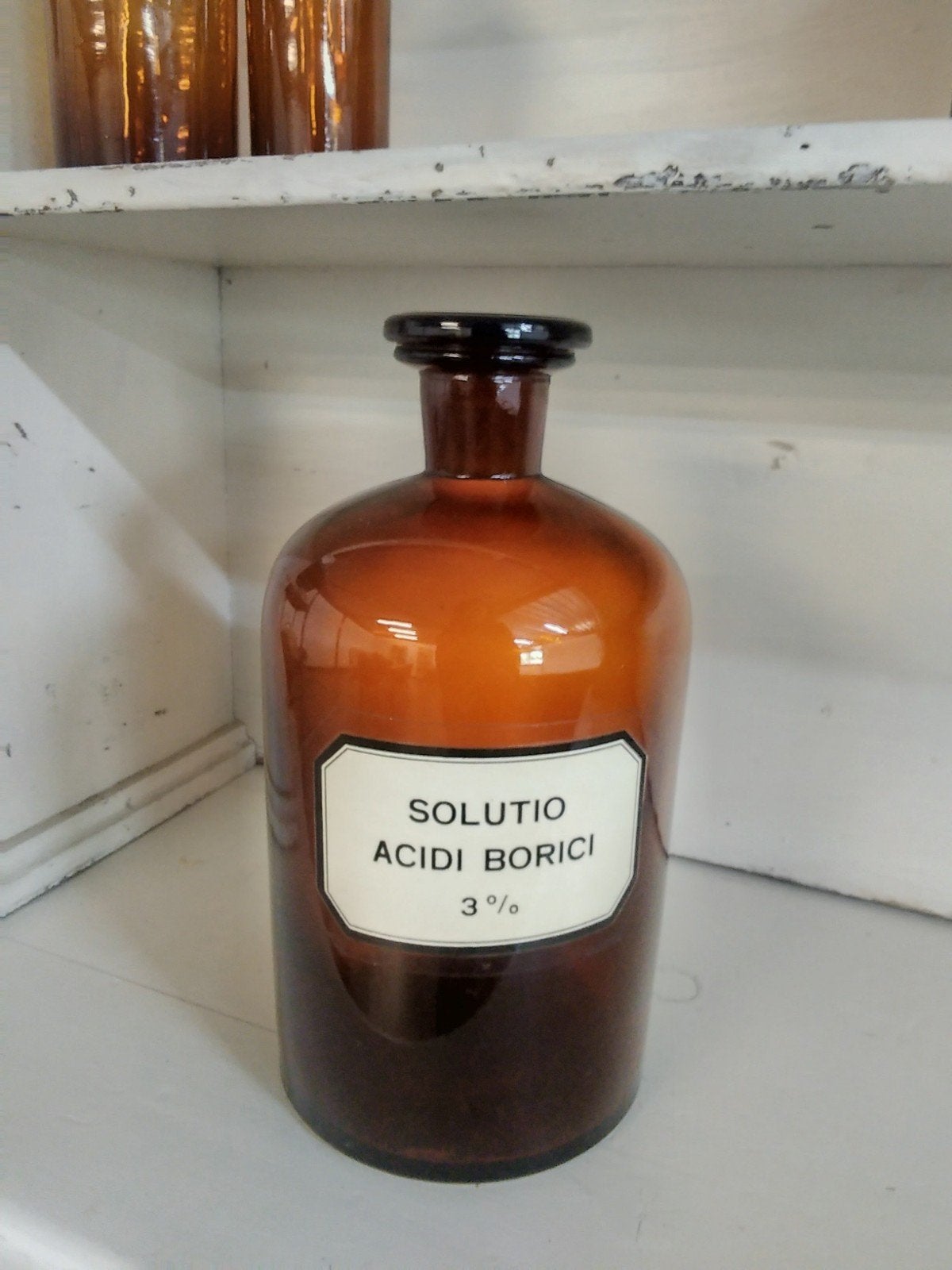 Grote antieke apothekersfles - Solutio Acidi Borici, Antiek en Kunst, Ophalen of Verzenden