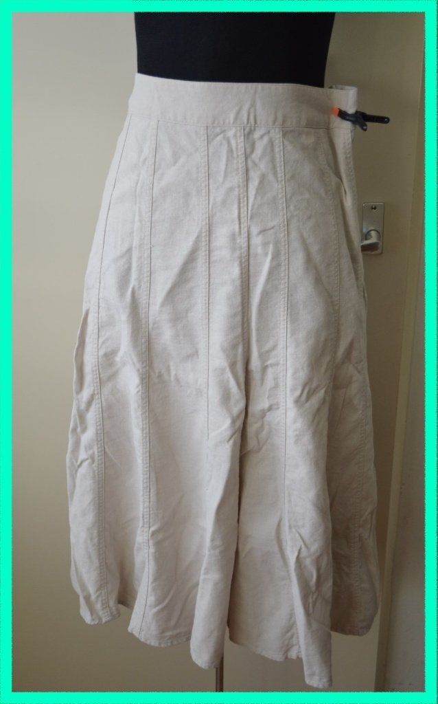 Beige linnen viscose rok maat 44, Kleding | Dames, Rokken, Beige, Maat 42/44 (L), Ophalen of Verzenden, Gedragen