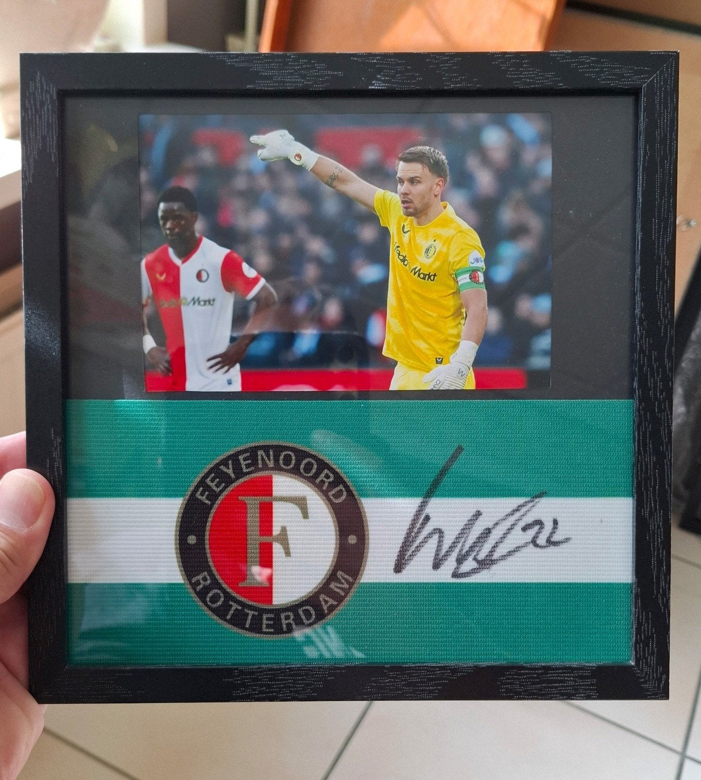 feyenoord aanvoerdersband met handtekening Wellenreuther, Verzamelen, Sportartikelen en Voetbal, Ophalen of Verzenden, Feyenoord