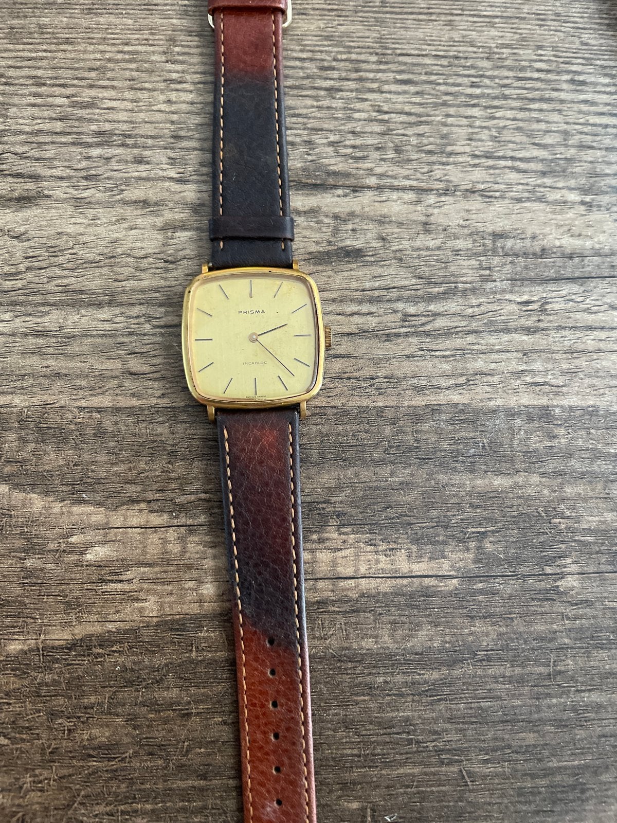 Vintage Prisma Incabloc Polshorloge - Verguld, Overige merken, Overige materialen, Met bandje, Polshorloge