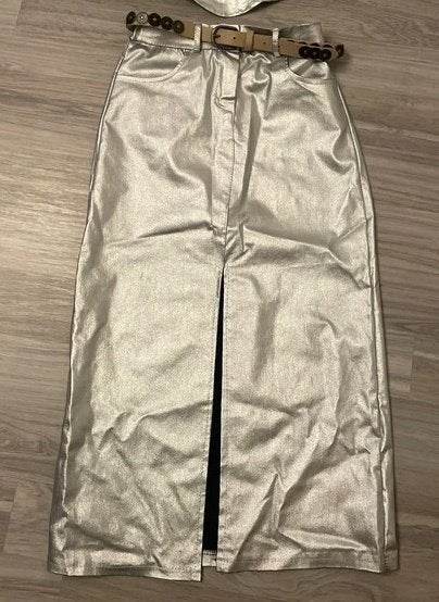 New Collection Midi-rok, Zilver, maat 40, Kleding | Dames, Maat 38/40 (M), Verzenden, Zo goed als nieuw, Onder de knie