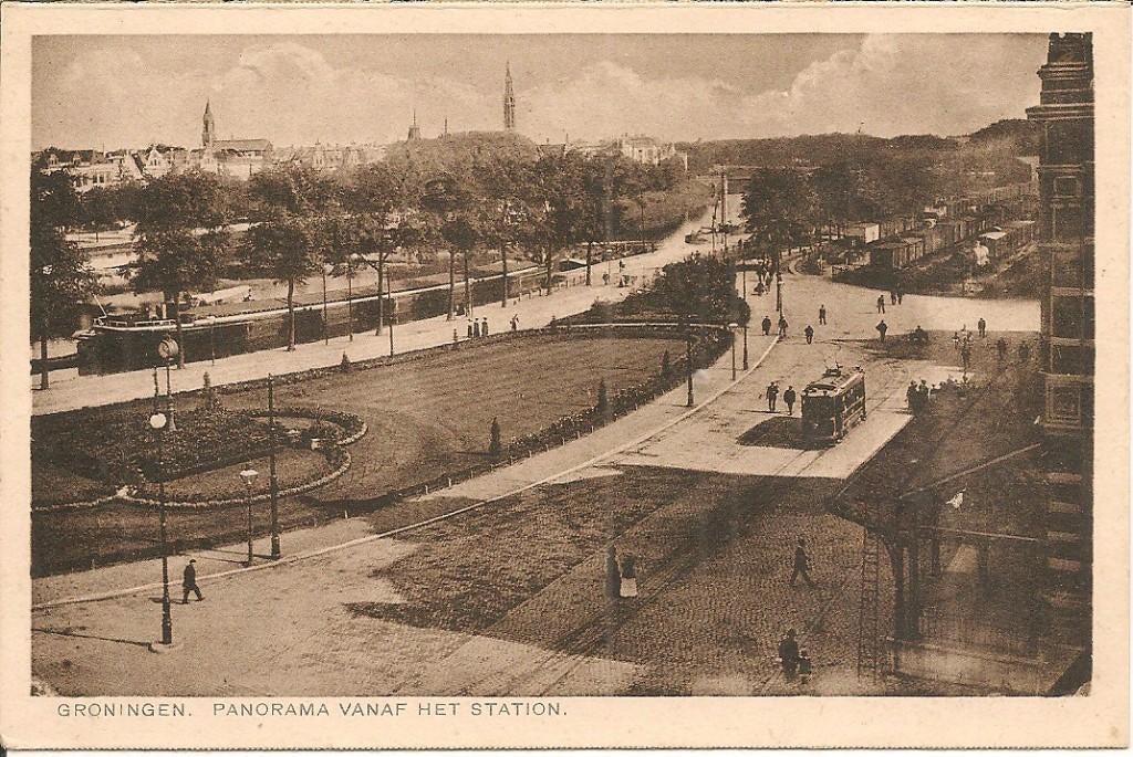 Groningen Panorama vanaf het Station., Ophalen of Verzenden, 1940 tot 1960, Gelopen, Groningen