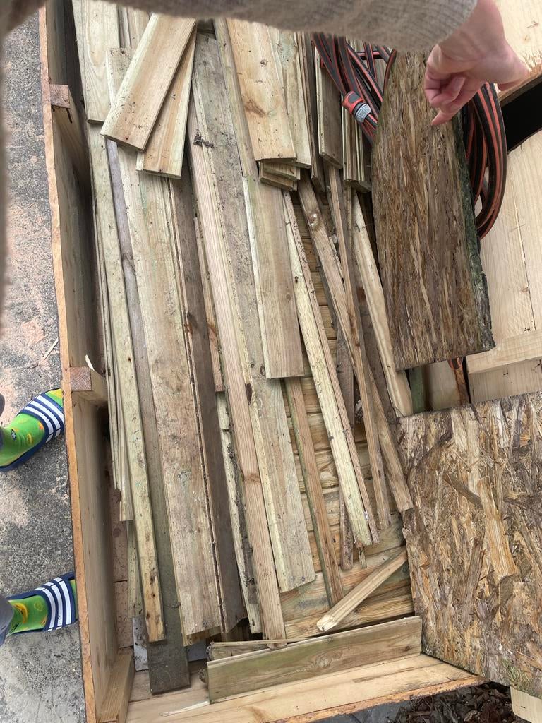 Diverse partij gebruikte houten planken en balken, Doe-het-zelf en Verbouw, Hout en Planken, Gebruikt, Minder dan 25 mm, Balk