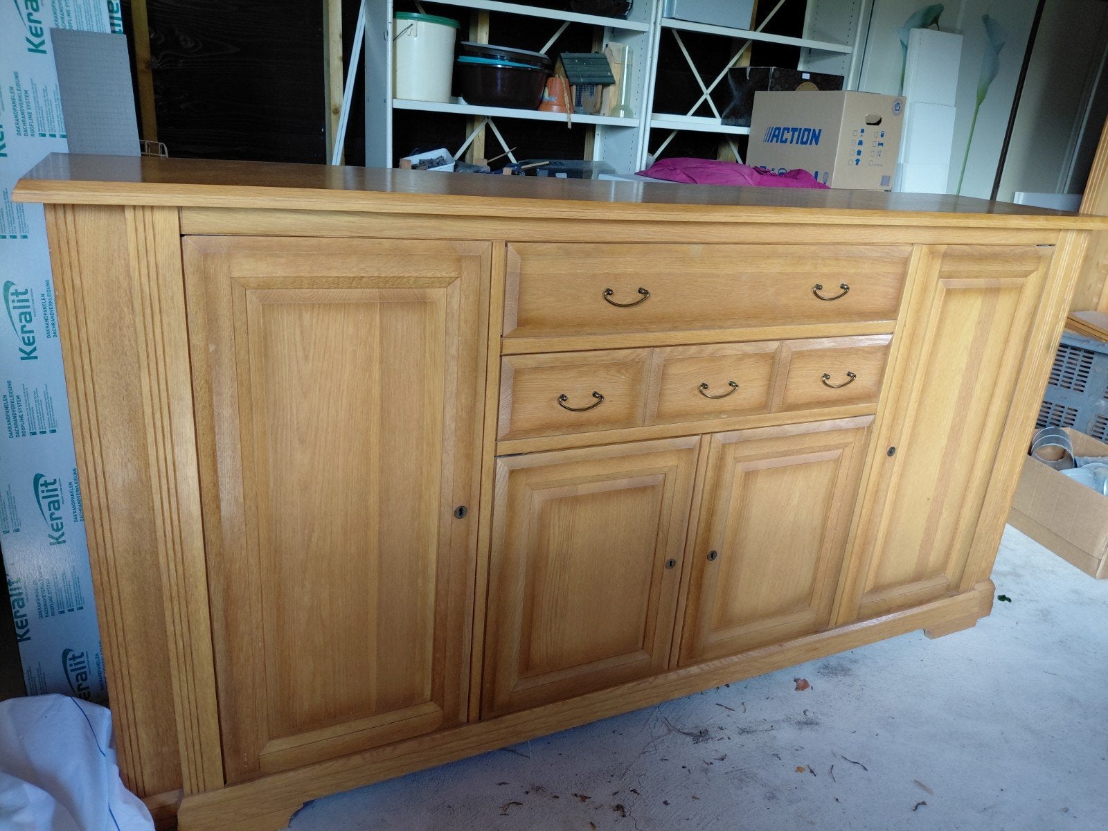 Dressoir blank eiken met bijbehorende spiegel, Ophalen, 25 tot 50 cm
