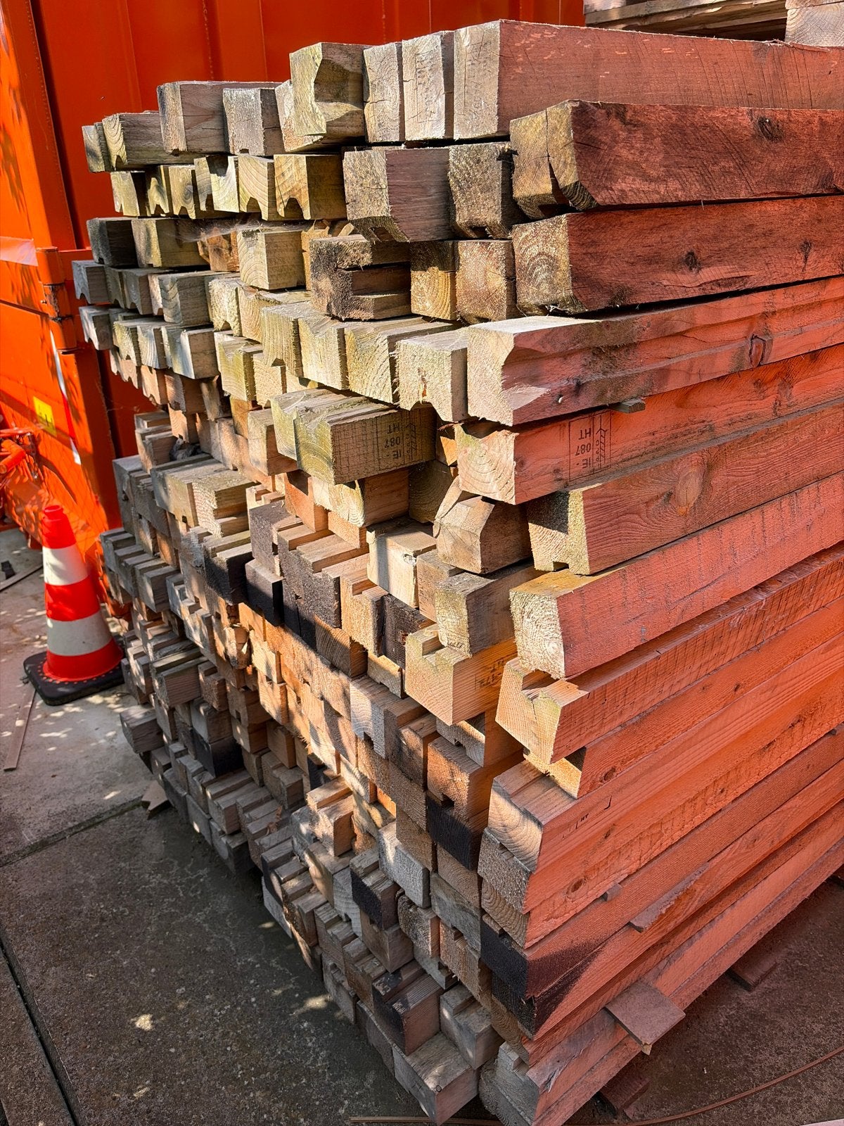 Vuren balken 115-120 cm - diverse kopmaten - ca. 240 stuks, Doe-het-zelf en Verbouw, Hout en Planken, Ophalen, Gebruikt, Balk